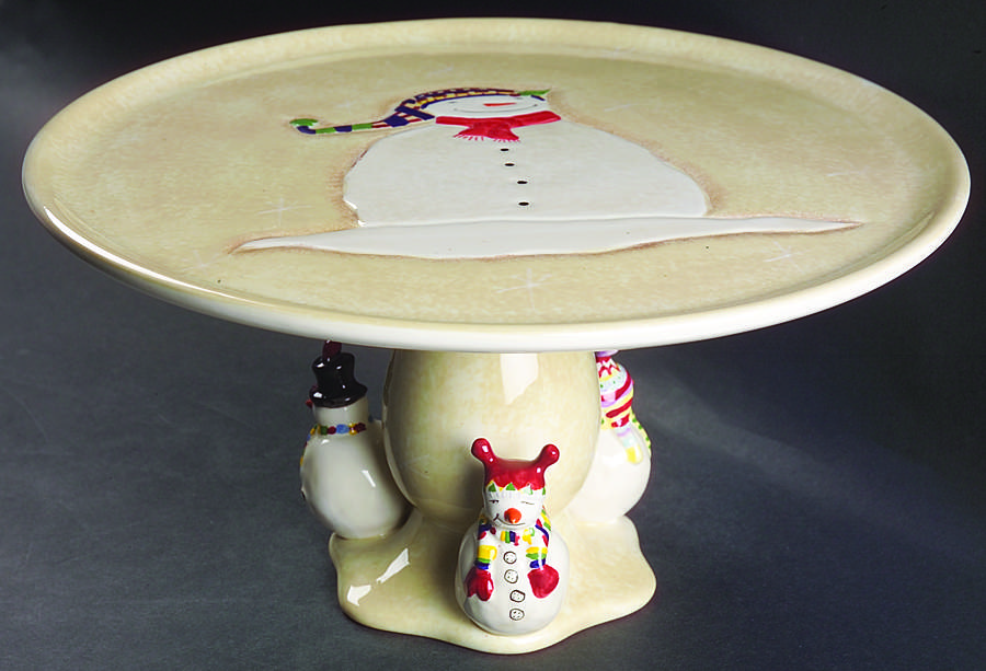 Snowmates Cream 12" Diameter Pedestal Cake Stand by Sakura-1