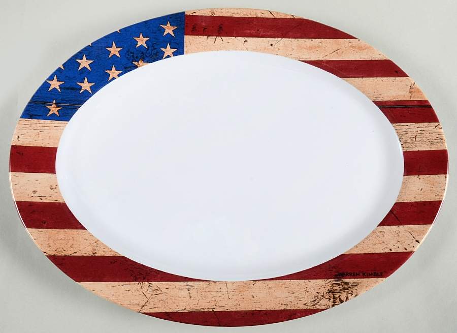 Colonial (Black Trim) 16" Melamine Oval Serving Platter by Sakura-1