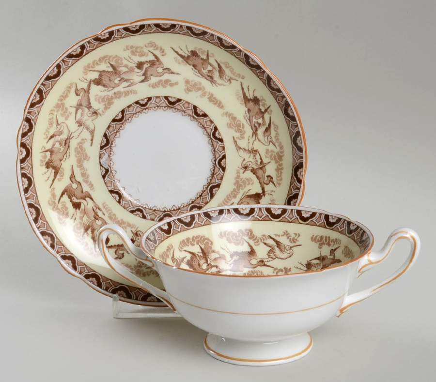 12778 (Scallop) Footed Cream Soup Bowl & Saucer Set by Shelley-1