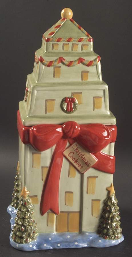 Christmastime in the City Figural Cookie Jar & Lid by Sango-1
