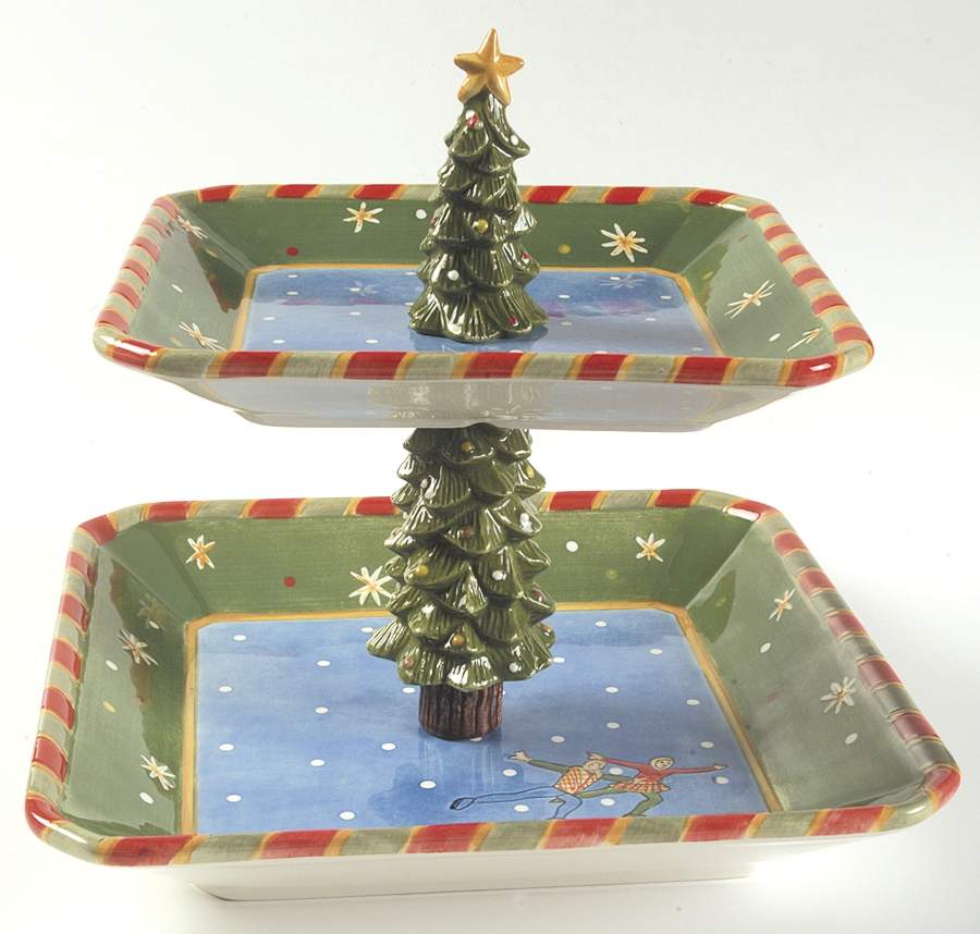 Christmastime in the City 2-Tier Serving Tray by Sango-1