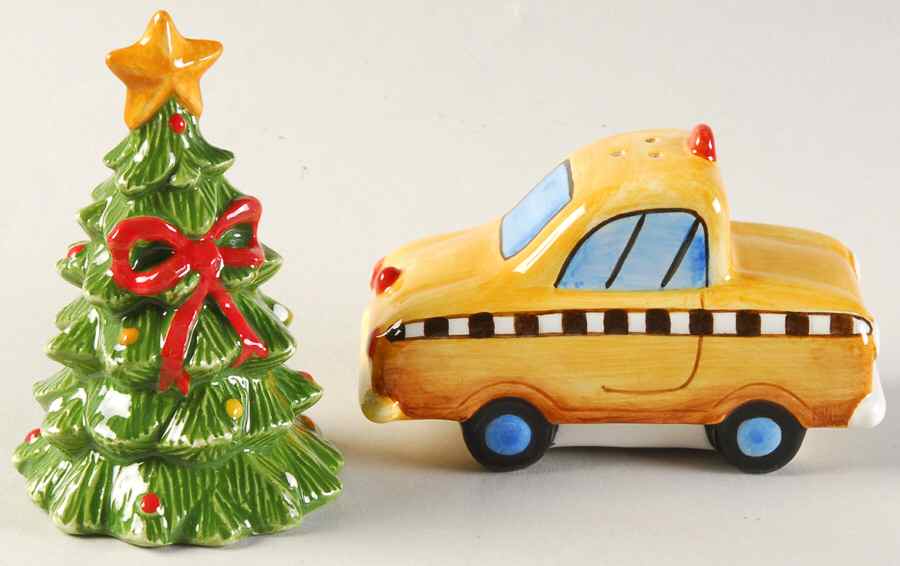 Christmastime in the City Figural Salt & Pepper Set by Sango-1