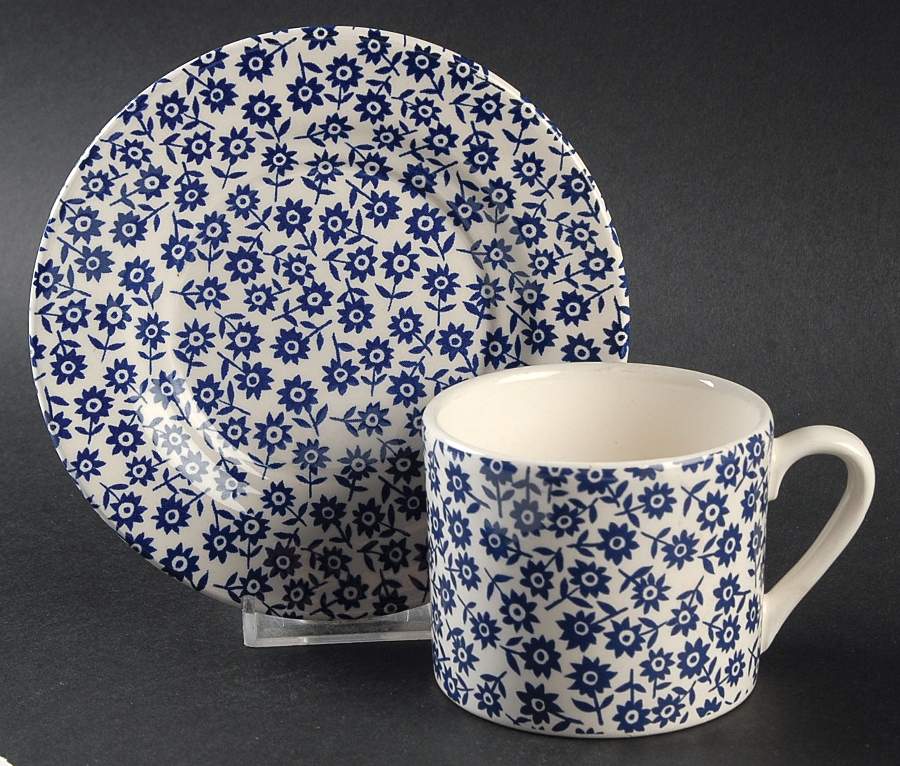 Calico Blue Flat Cup & Saucer Set by Stoney Hill-1