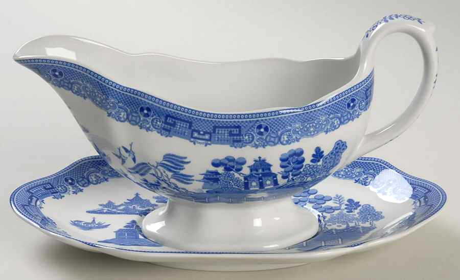 Blue Willow (Williams Sonoma) Gravy Boat & Underplate by Spode-1