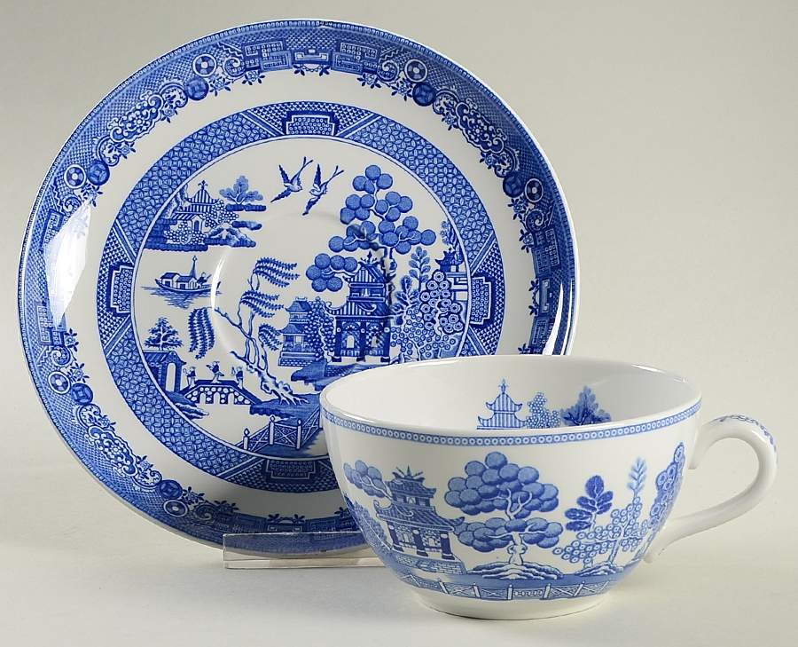 Blue Willow (Williams Sonoma) Oversized Cup & Saucer Set by Spode-1