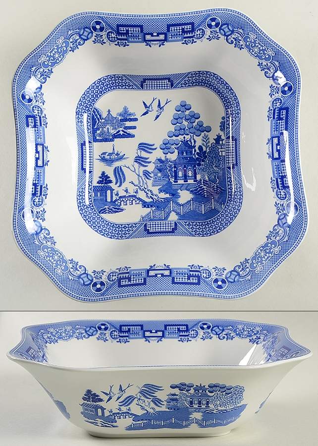 Blue Willow (Williams Sonoma) Square Salad Serving Bowl by Spode-1
