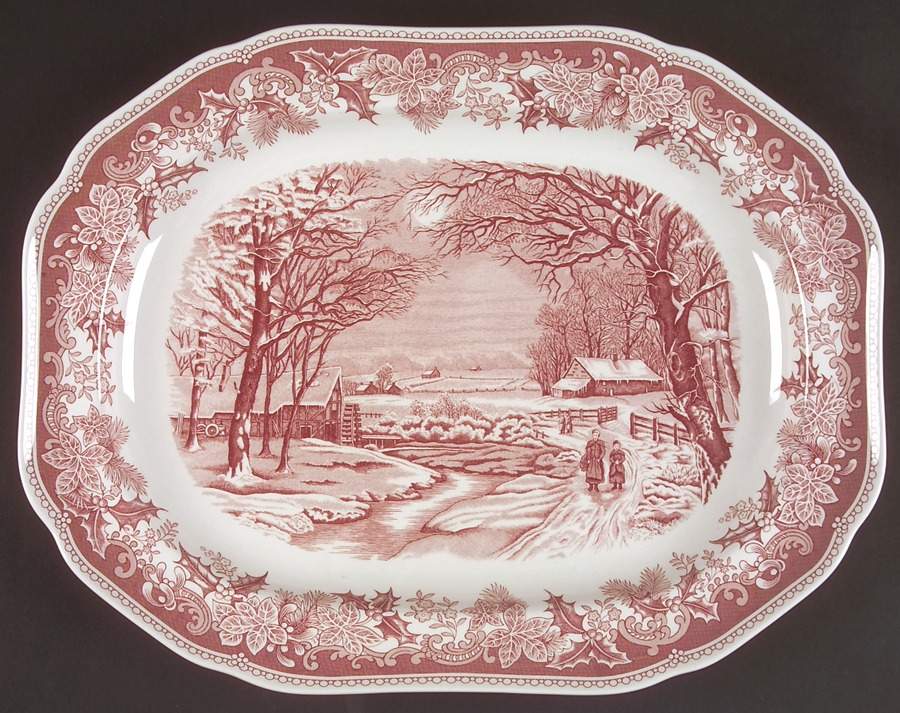 Winter's Eve Red (Camilla) 14" Oval Serving Platter by Spode-1
