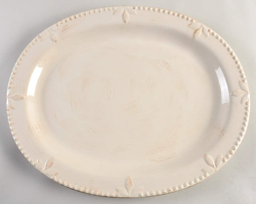Sorrento Ivory 18" Oval Serving Platter by Signature-1