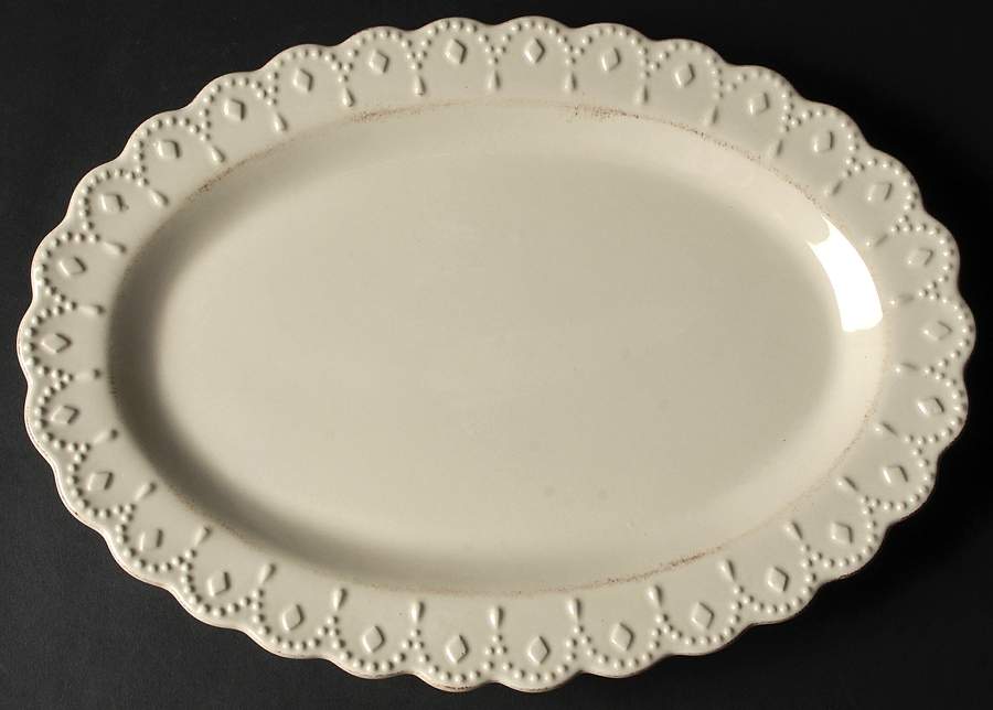 Now and Then Linen 14" Oval Serving Platter by Signature-1