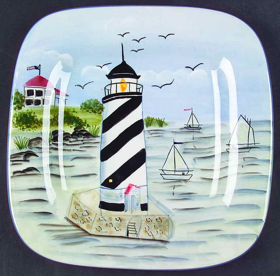 Nantucket Shoreline (Handpainted) Square Luncheon Plate by Sakura-1