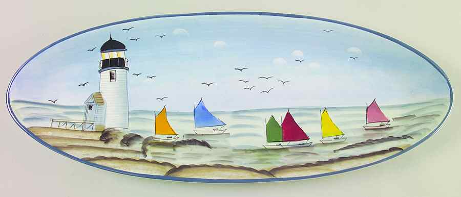 Nantucket Shoreline (Handpainted) 20" Oval Serving Platter by Sakura-1