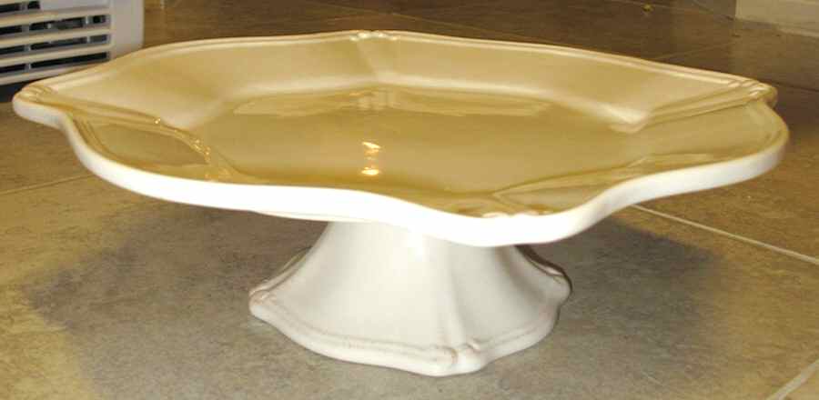 Isabella Ivory 13" Diameter Pedestal Cake Stand by Signature-1