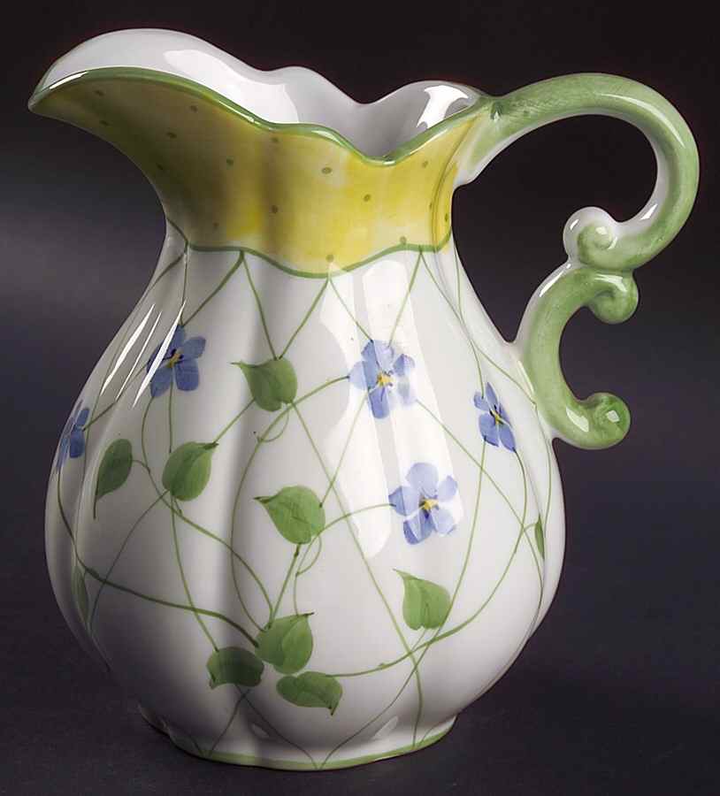 Polka Dot and Trellis Yellow 32 Oz Pitcher by Sadek-1