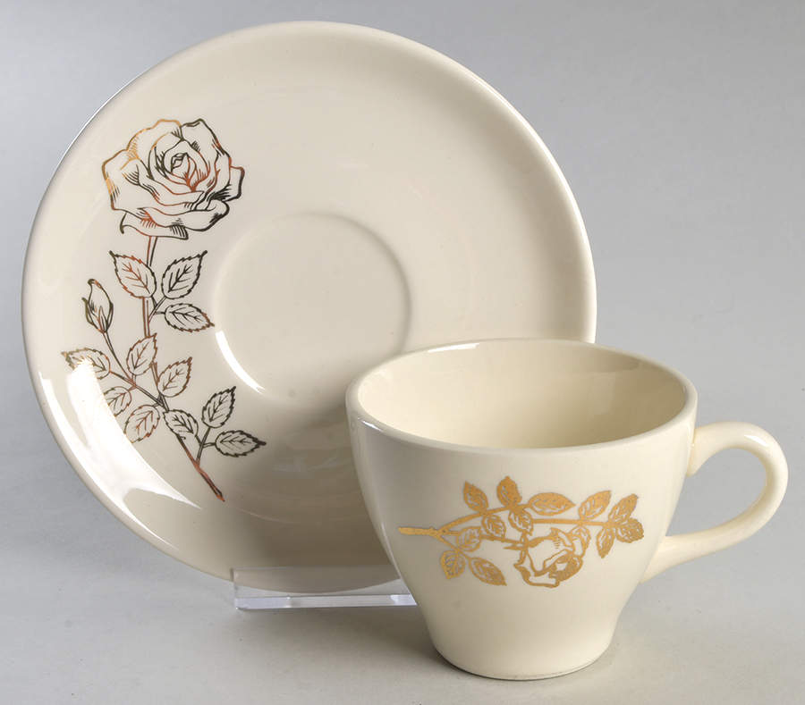 Golden Rose Flat Cup & Saucer Set by SCIO-1