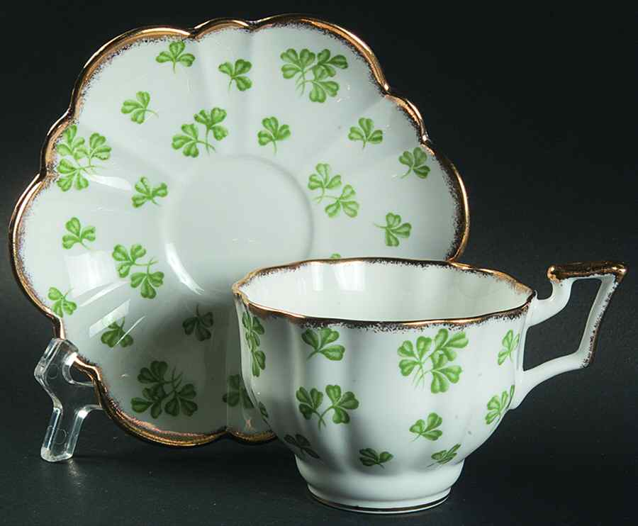 Shamrock Footed Cup & Saucer Set by Salisbury-1