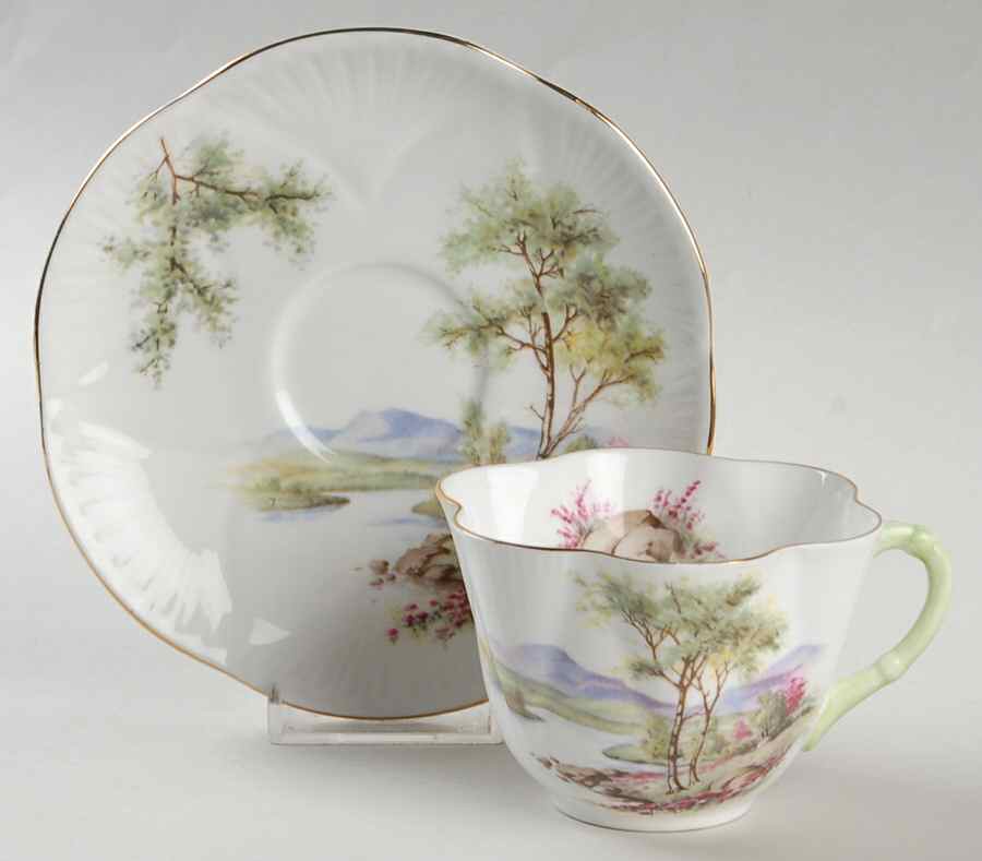Loch Lomond (Dainty) Flat Cup & Saucer Set by Shelley-1