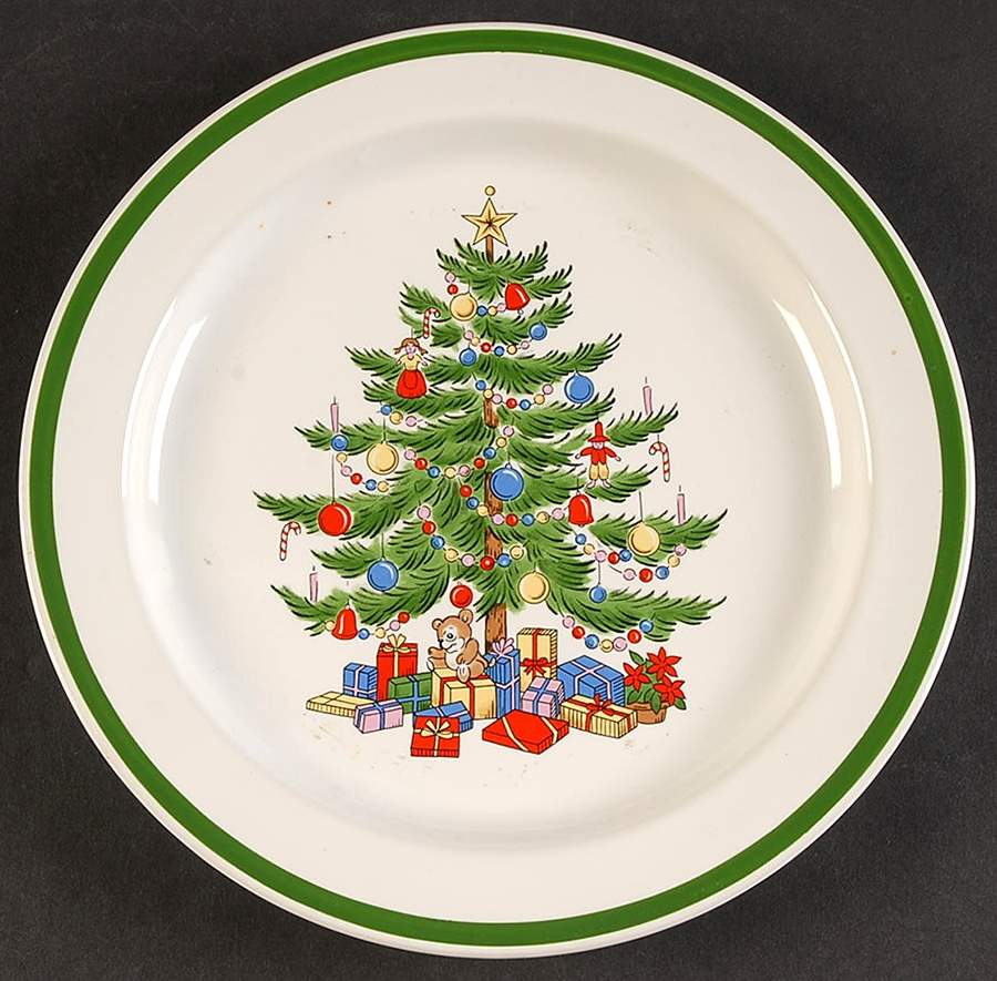 Christmas Tree (Wide Green Band) Salad Plate by Sone-1