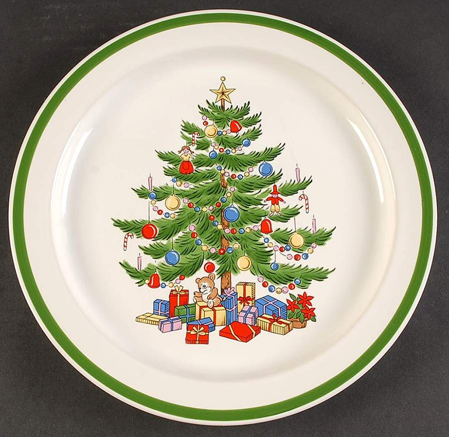 Christmas Tree (Wide Green Band) Dinner Plate by Sone-1