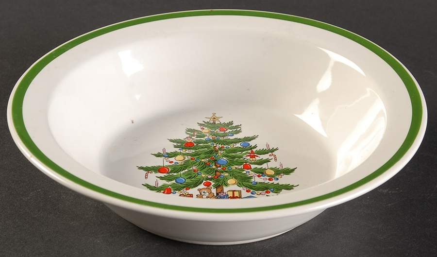 Christmas Tree (Wide Green Band) Rim Cereal Bowl by Sone-1