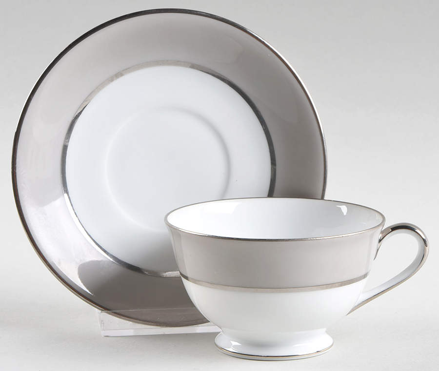 Gray Coral Footed Cup & Saucer Set by Sango-1