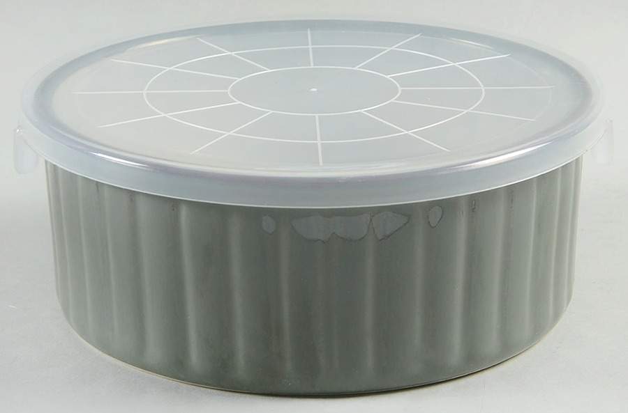Visions Avocado 6" Storage Bowl Ceramic with Plastic Lid by Sango-1