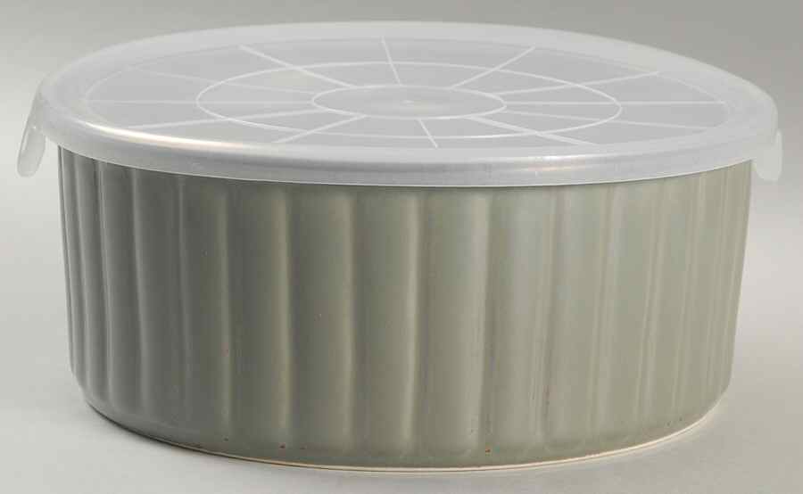 Visions Avocado 8" Ceramic Storage Bowl & Plastic Lid by Sango-1