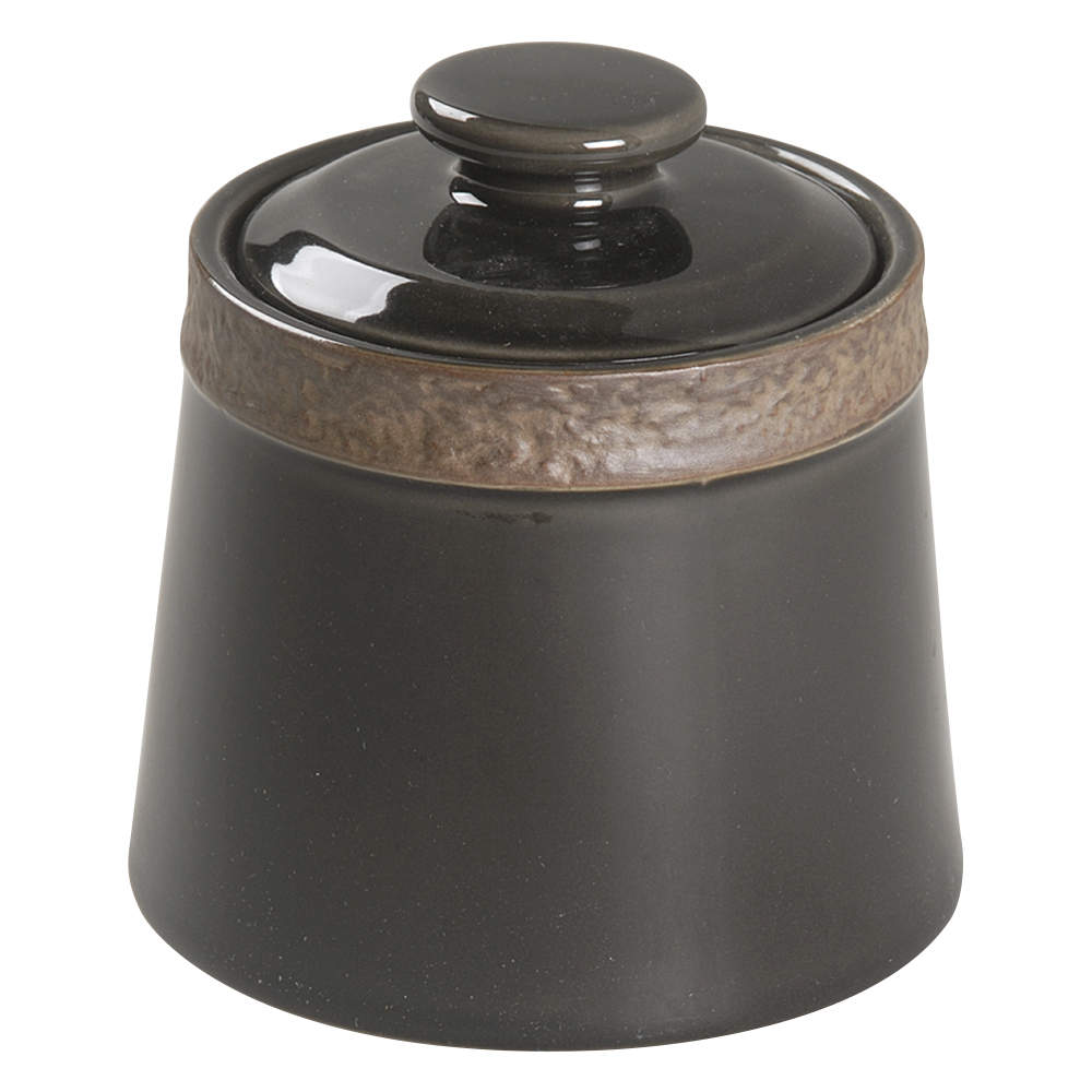Rustic Charcoal Sugar Bowl & Lid by Sango-1