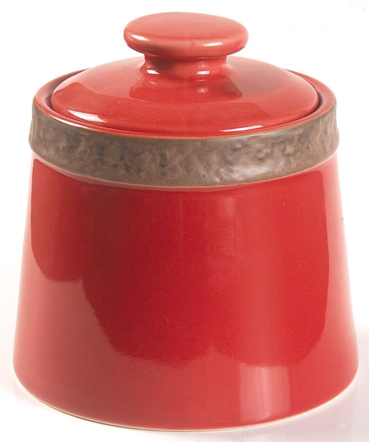 Rustic Cranberry Sugar Bowl & Lid by Sango-1
