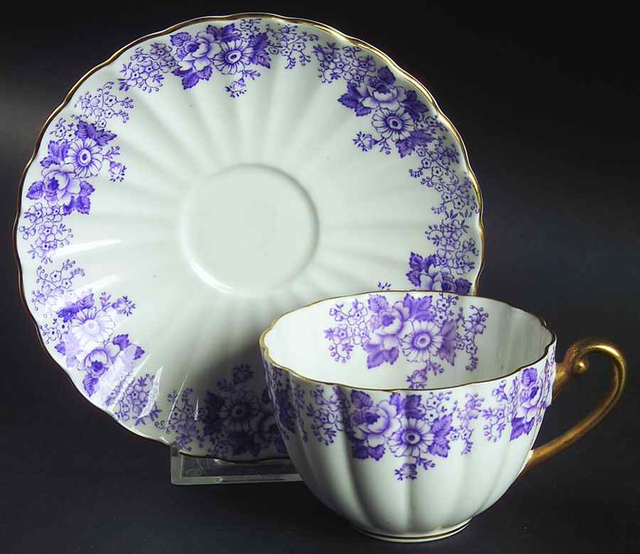 Dainty Mauve Daisey Flat Cup & Saucer Set by Shelley-1