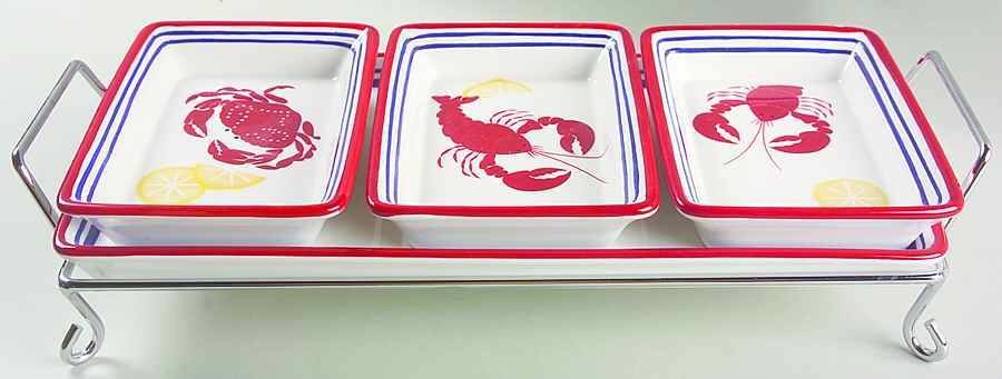 Nantucket 5pc Motif Hors d'Oeuveres Set-Has a Tray&Stand by Sonoma Home-1