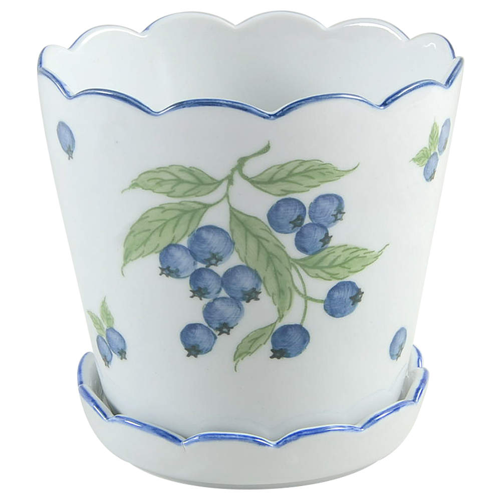 Blueberries 5" Flower Pot & Underplate by Sadek-1