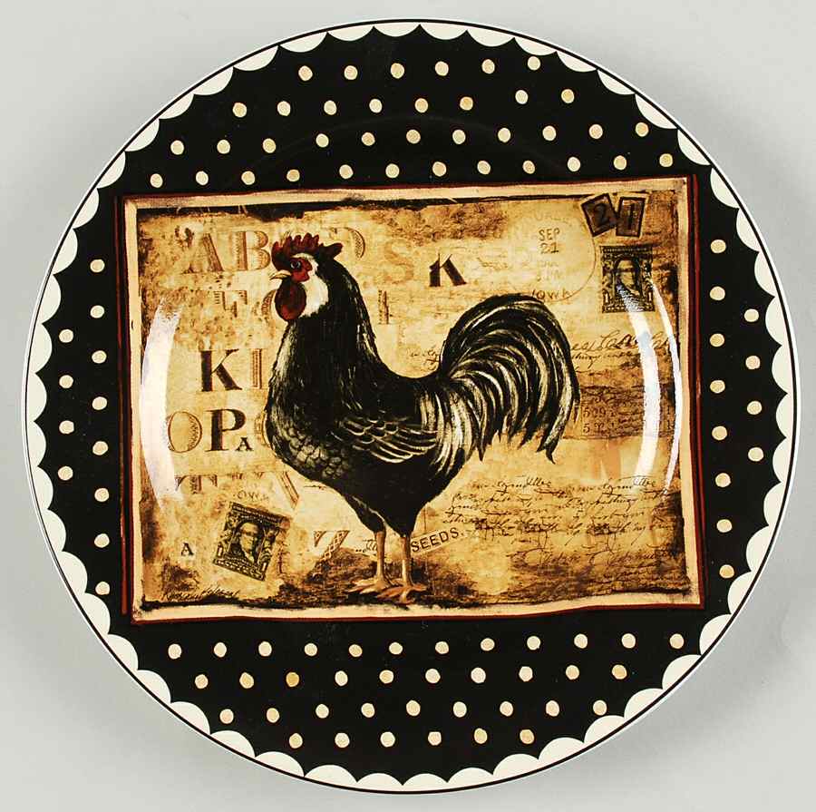 Retro Rooster Salad/Dessert Plate by Sakura-1