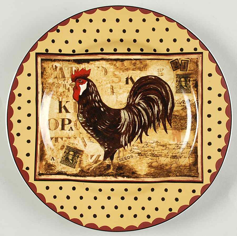 Retro Rooster Salad/Dessert Plate by Sakura-1