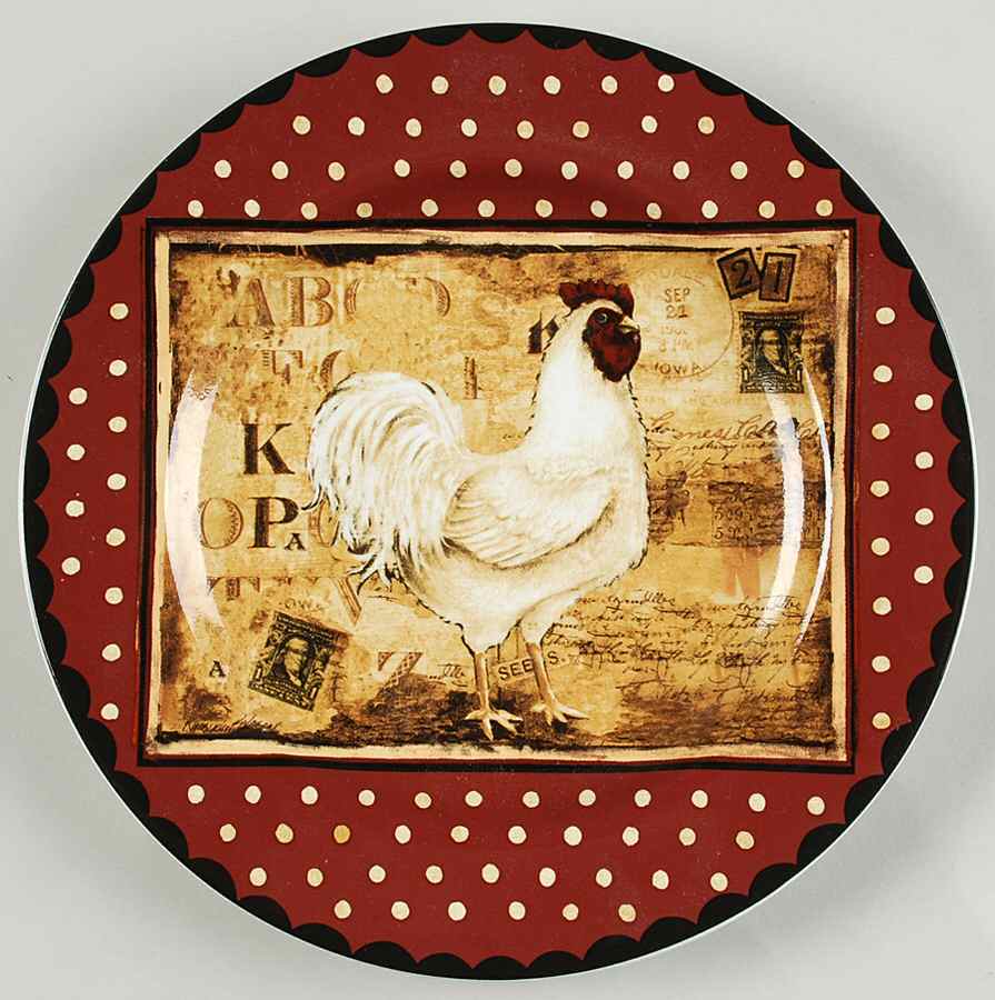 Retro Rooster Salad/Dessert Plate by Sakura-1