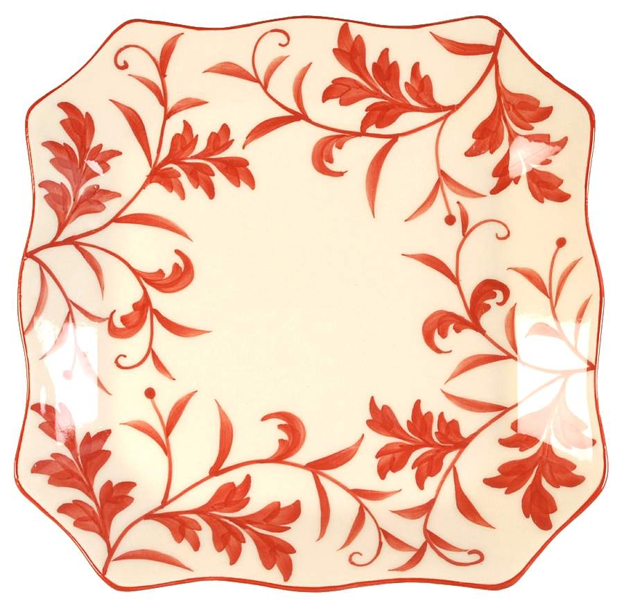 Red Leaf Square Luncheon Plate by Sadek-1
