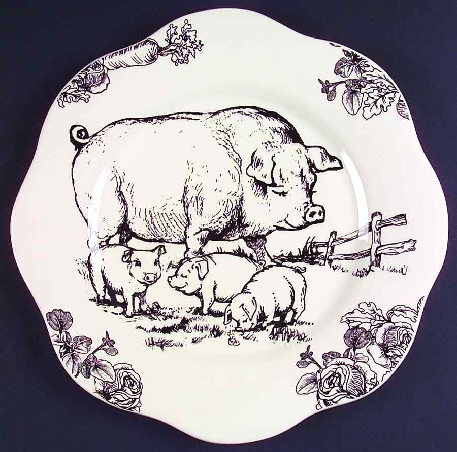 Barnyard Toile Large Dinner Plate by Sadek-1