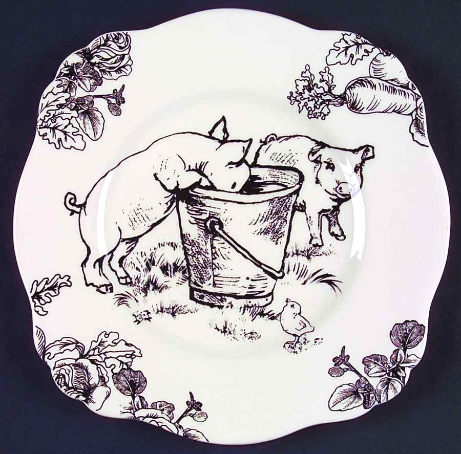 Barnyard Toile Square Luncheon Plate by Sadek-1