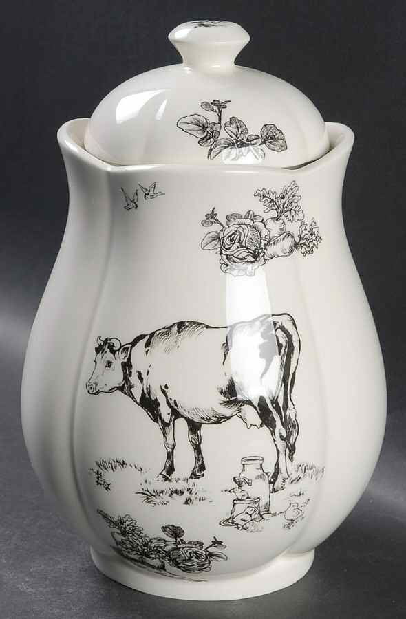Barnyard Toile Medium Canister & Lid by Sadek-1