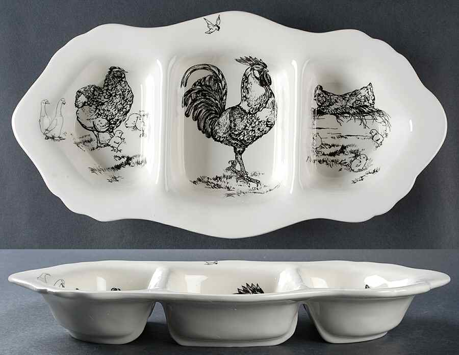 Barnyard Toile 3-Part Oval Divided Server by Sadek-1
