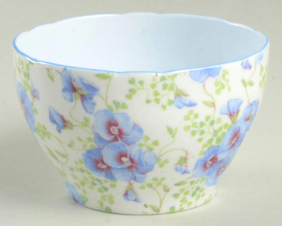 Blue Pansy Chintz Mini Open Sugar Bowl by Shelley-1