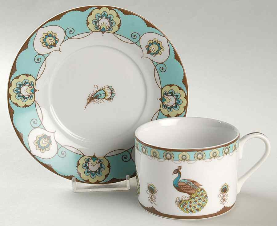 Peacock Flat Cup & Saucer Set by Sadek-1