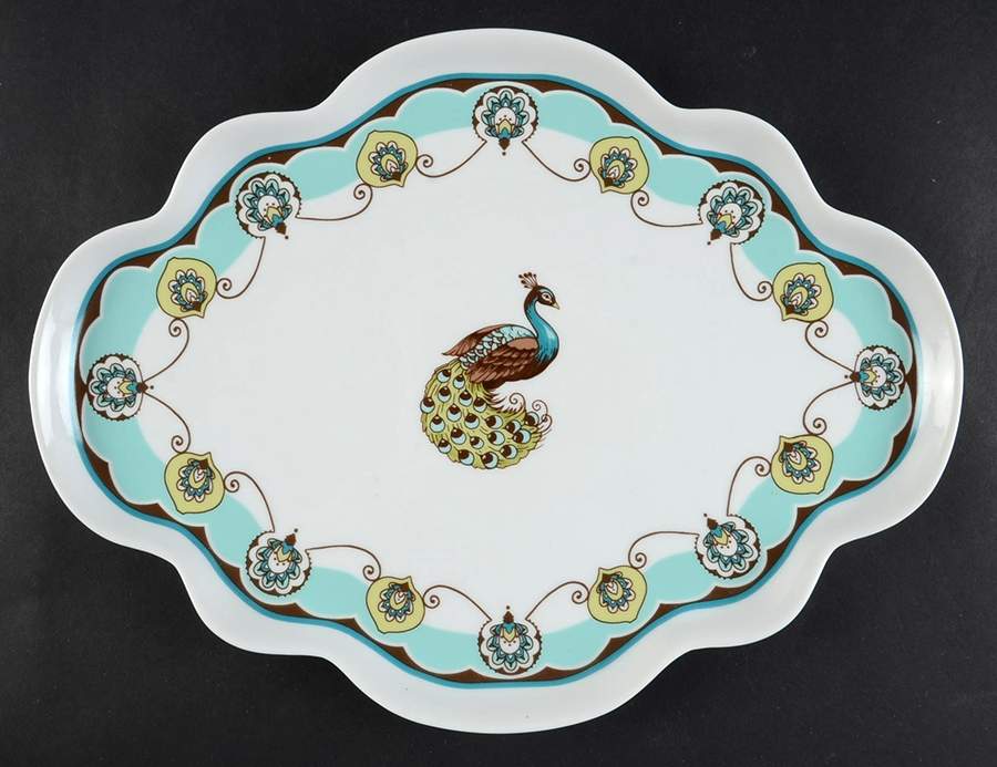 Peacock 13" Scalloped Tray by Sadek-1