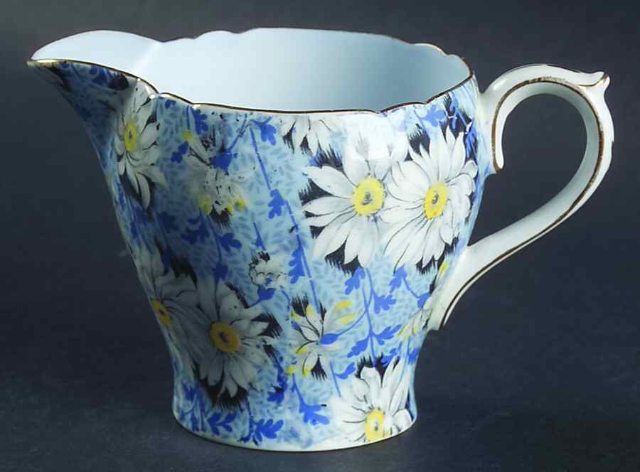 Blue Daisy (Gold Trim) Mini Creamer by Shelley-1