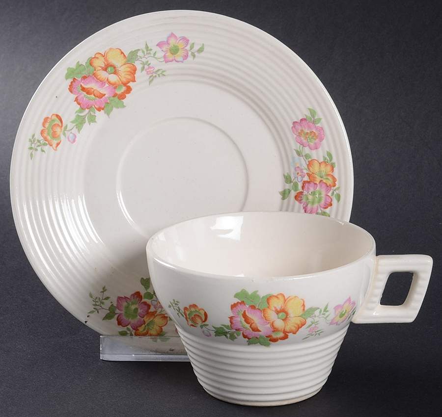 Petunia (Smooth) Footed Cup & Saucer Set by Sebring Pottery-1