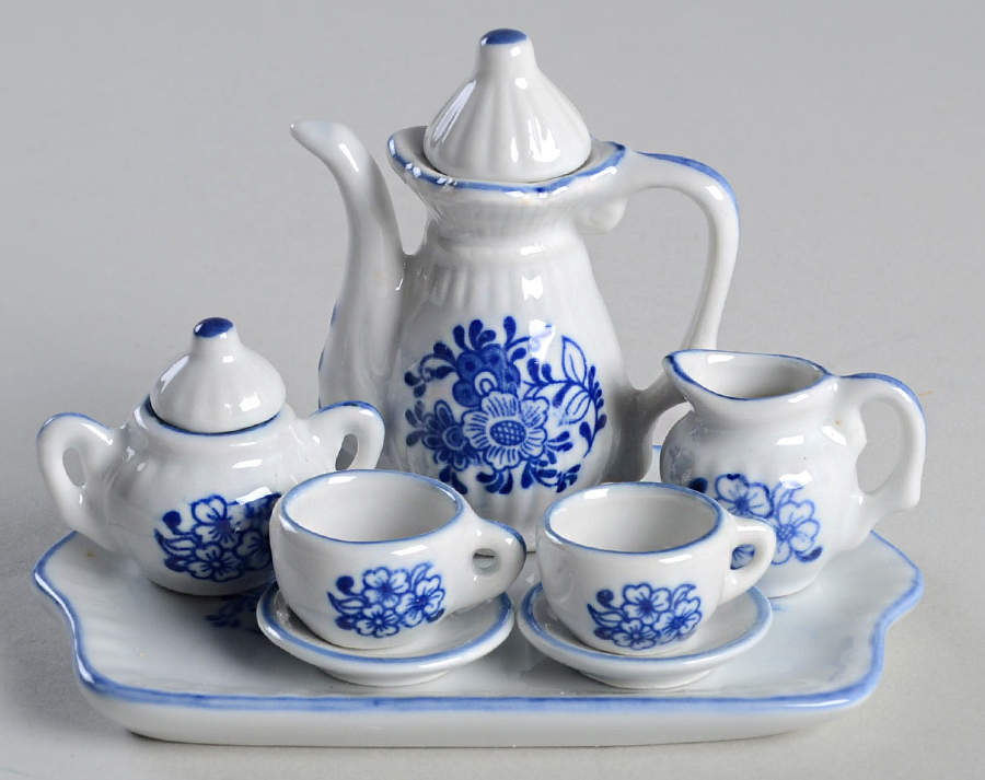 Blue and White (10 Piece) Miniature Tea Set by Sadek-1