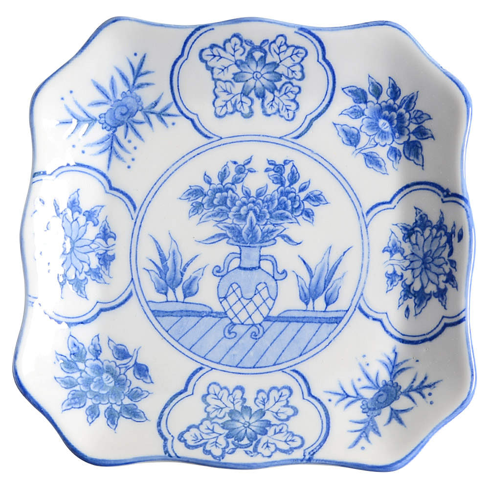 Blue and White Square Salad Plate by Sadek-1