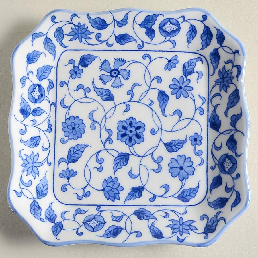 Blue and White Square Salad Plate by Sadek-1