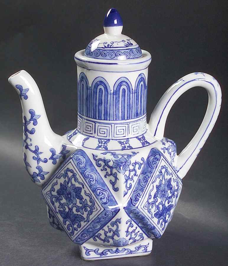 Blue and White Square Diamond Teapot & Lid by Sadek-1