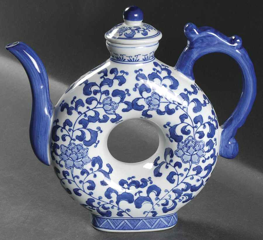 Blue and White Donut Teapot & Lid by Sadek-1