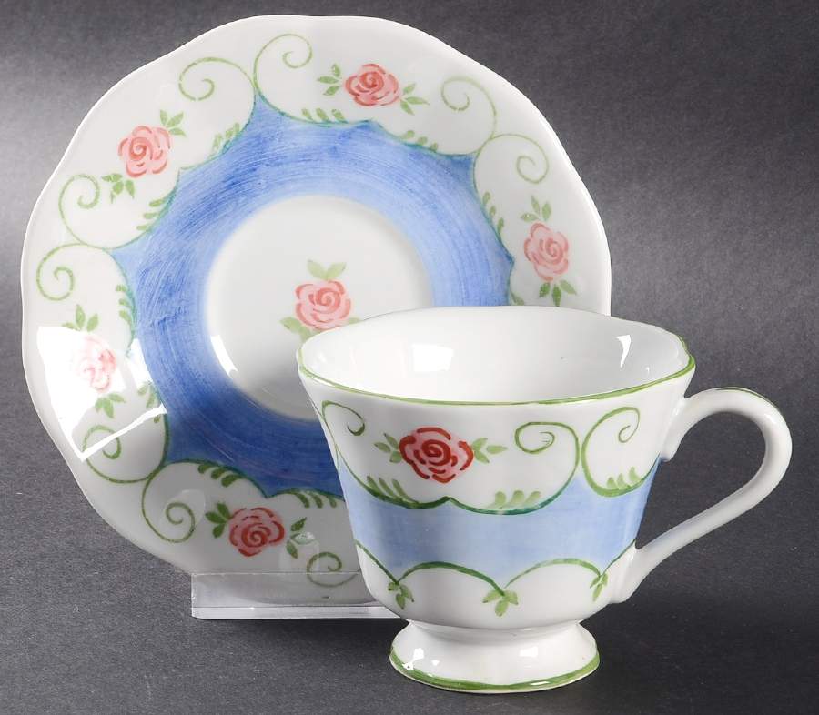 Eloise Blue Footed Cup & Saucer Set by Sadek-1
